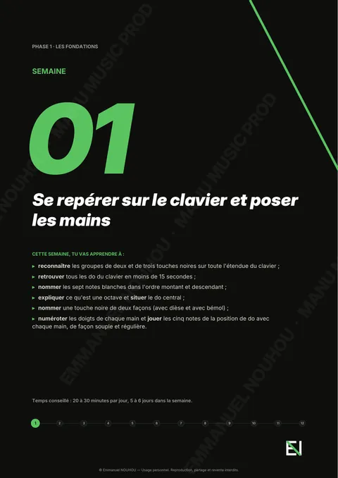 Page d'ouverture de la semaine 1