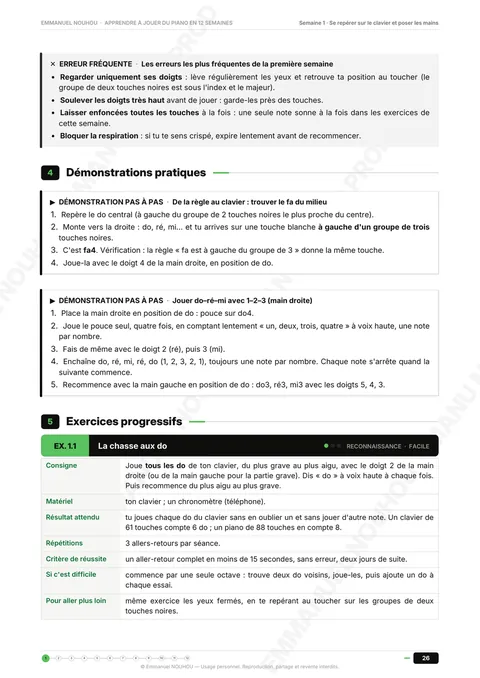 Page de démonstrations et d'exercices de la semaine 1