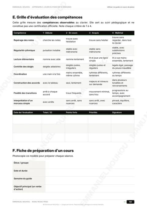 Grille d'évaluation de l'espace enseignant